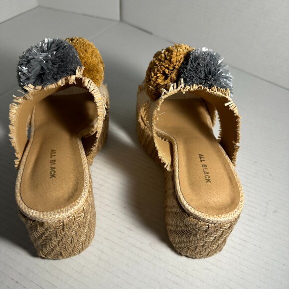 LADIES NEW POM POM WEDGES SIZE 7.5 - Picture 4 of 15